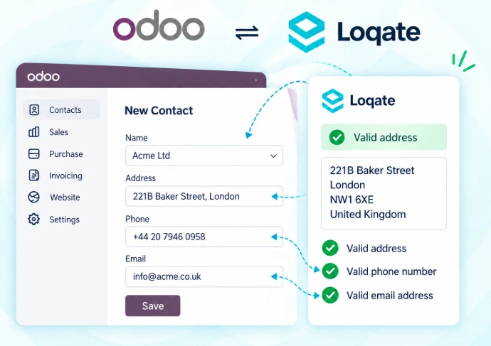 Loqate integration with Odoo for address, email and phone validation
